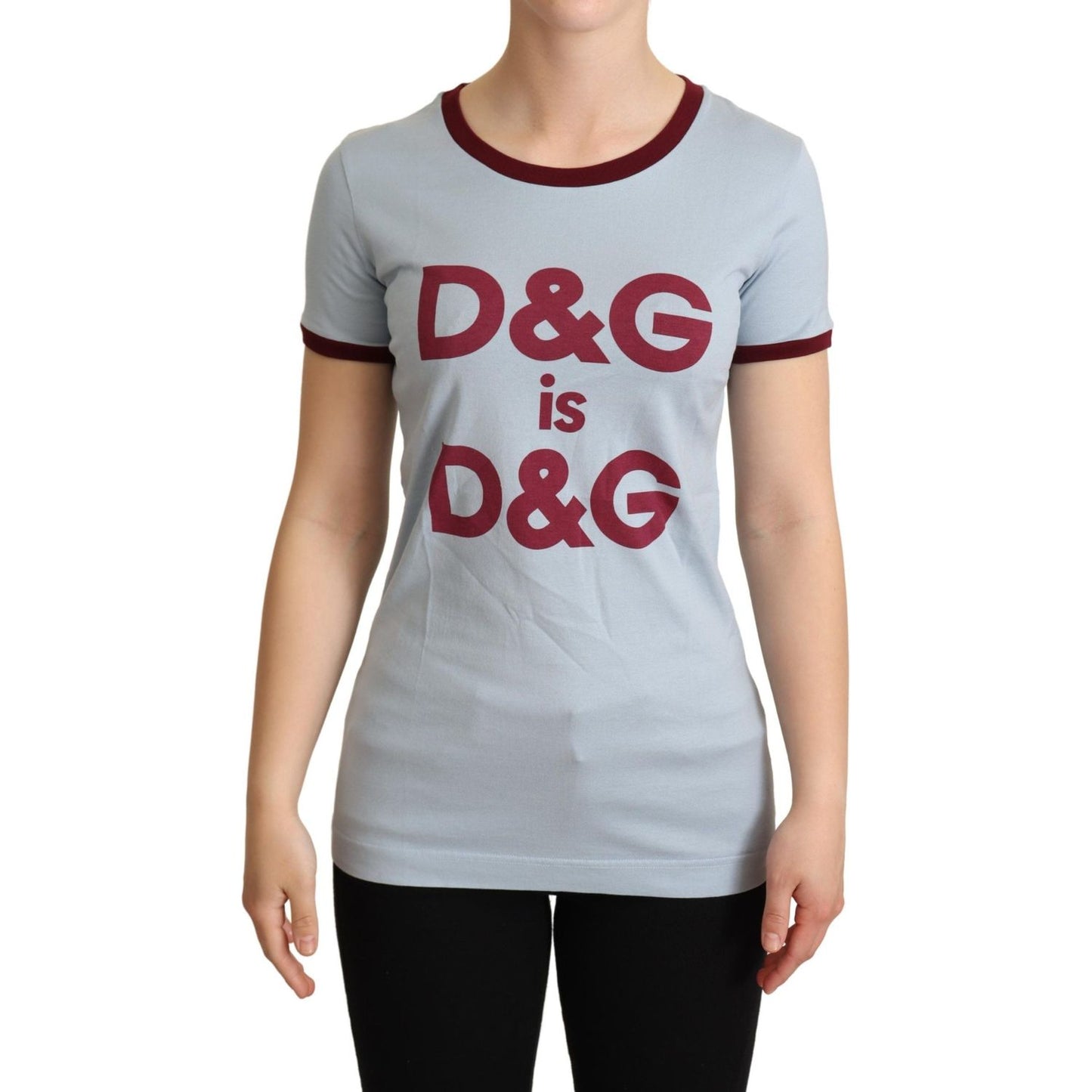 Dolce & Gabbana Elegant Blue Crewneck Cotton Tee WOMAN T-SHIRTS Dolce & Gabbana