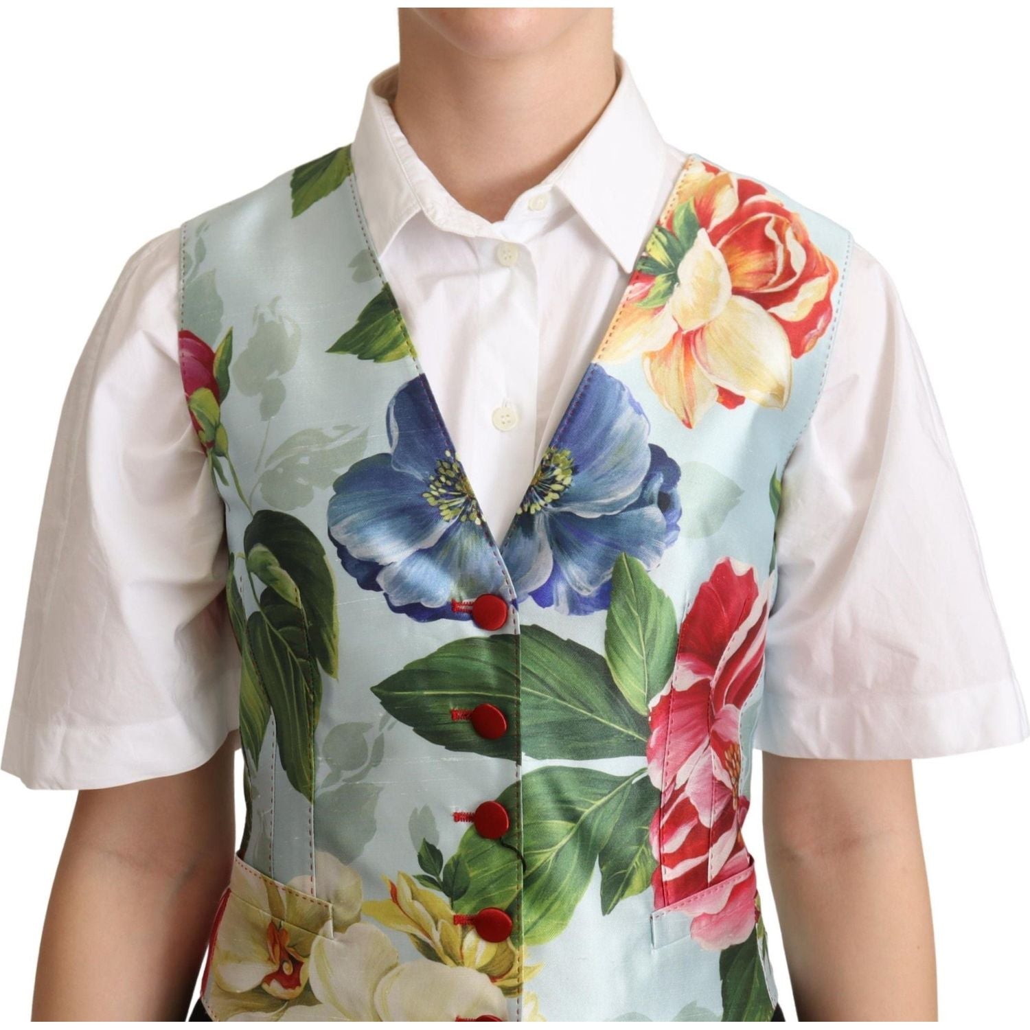 Dolce & Gabbana Elegant Floral Print Silk Waistcoat