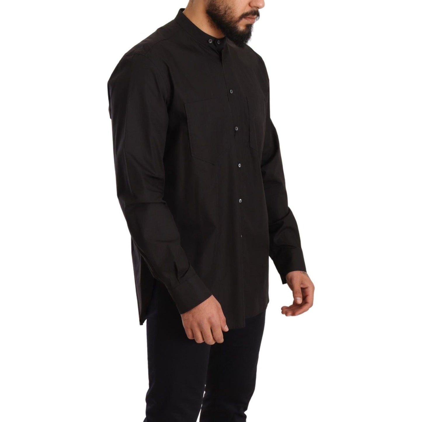 Dolce & Gabbana Black 100% Cotton Formal Dress Top Shirt