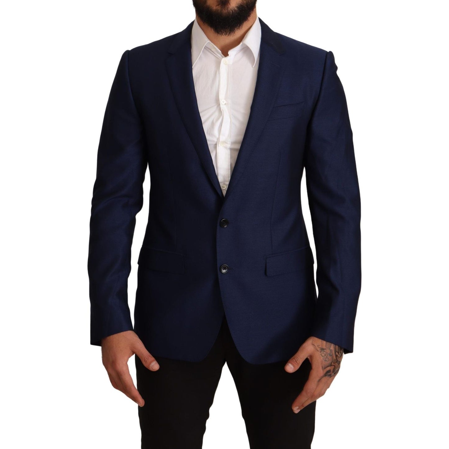 Dolce & Gabbana Navy Blue Virgin Wool Martini Blazer Dolce & Gabbana