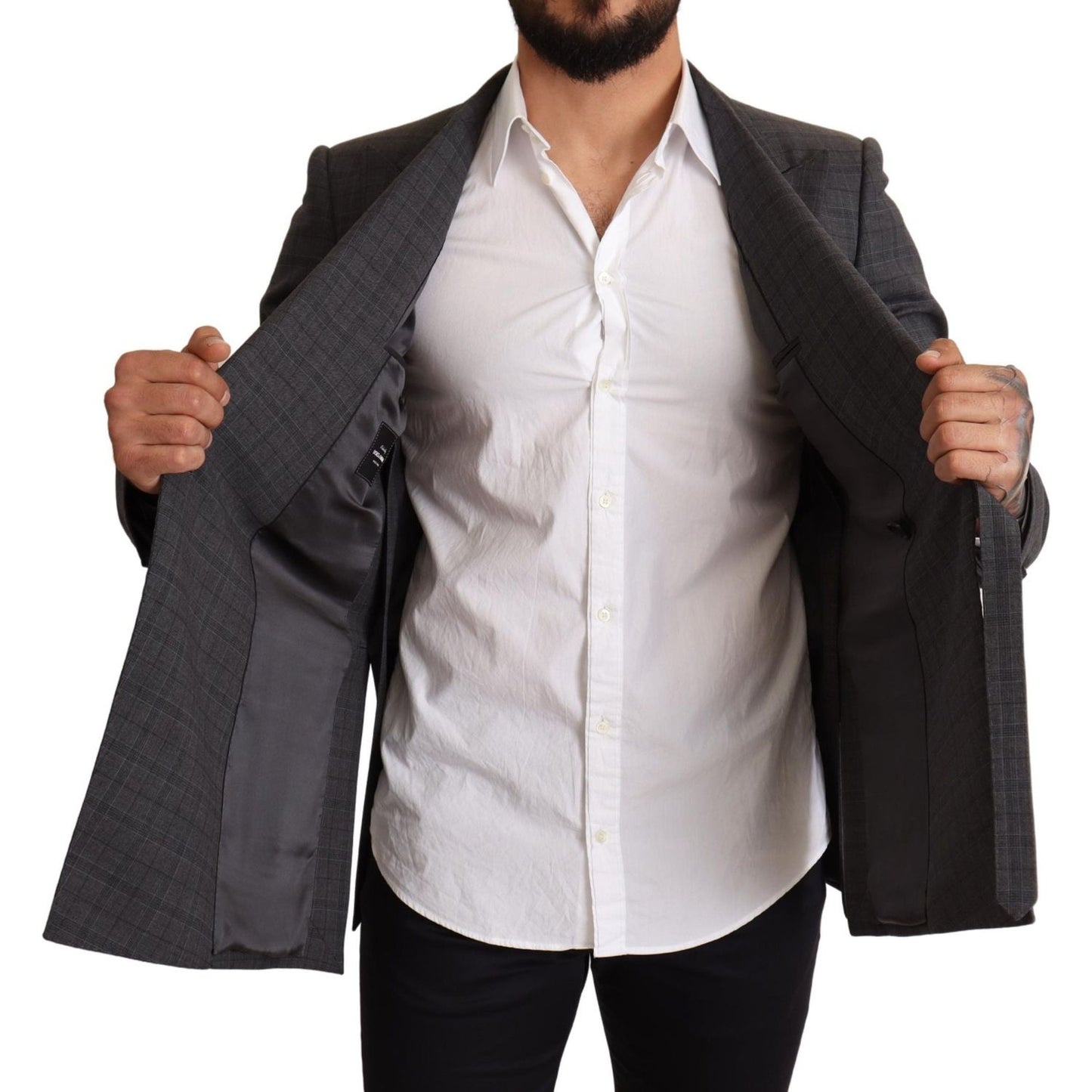 Dolce & Gabbana Gray Check Wool Slim Fit Blazer Jacket 1% Elastane,1728,67345645728,Blazers - Men - Clothing,Blazers - Suits & Blazers - Clothing,Clothing,Dolce & Gabbana,Gray,IT48 | M,Material: 99% Wool,Men,Men - Clothing,New with tags,Suits & Blazers -