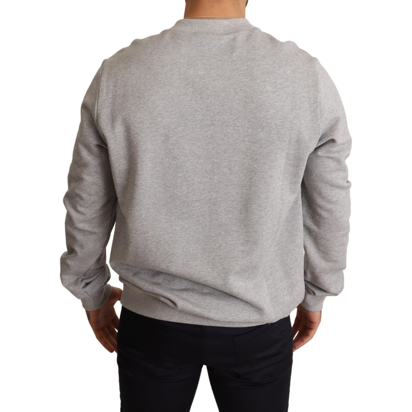 Dolce & Gabbana Regal Crown Cotton Sweater - Sophisticated Gray MAN SWEATERS Dolce & Gabbana