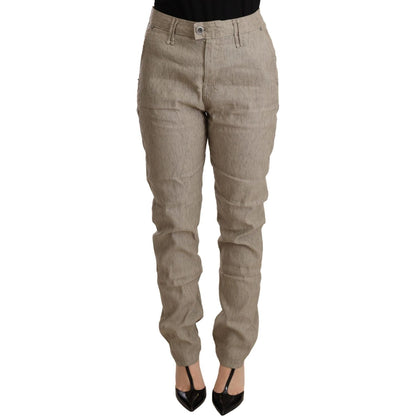 CYCLE Beige Mid Waist Casual Baggy Stretch Trouser CYCLE