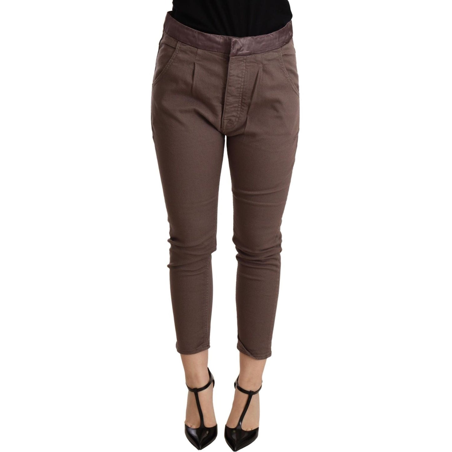 CYCLE Chic Brown Skinny Mid Waist Cropped Pants WOMAN TROUSERS CYCLE