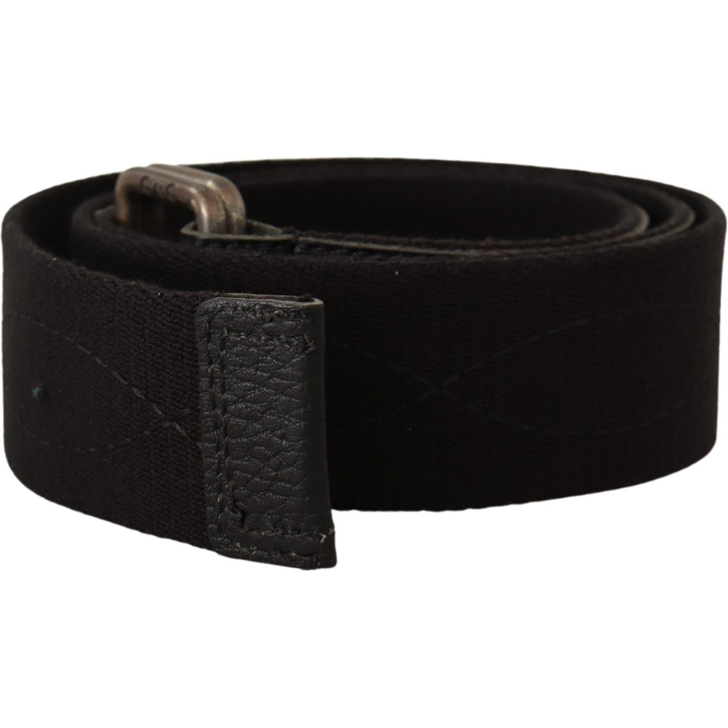 Costume National Black Cotton Ducati Metal Buckle Belt