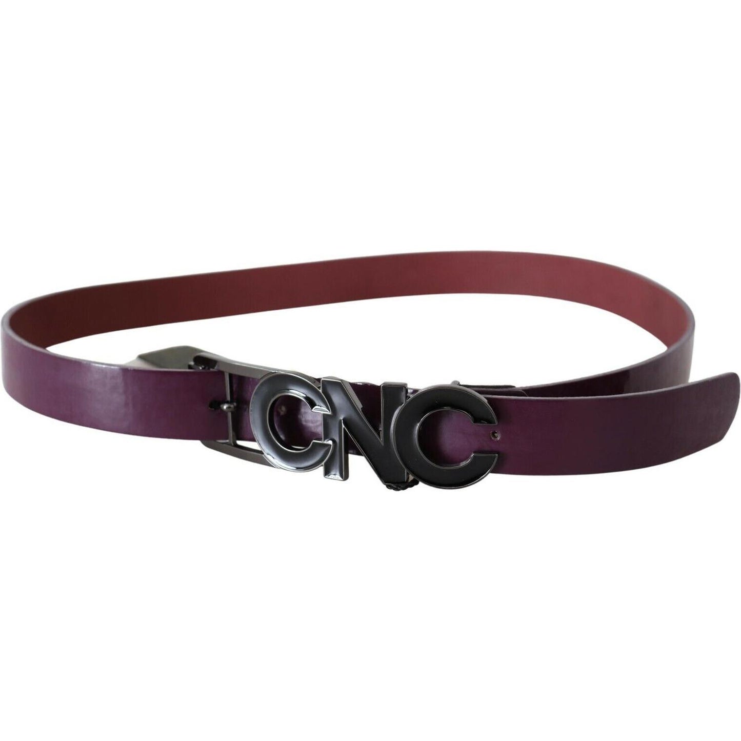 Costume National Brown Leather Large Logo Letter Buckle Belt