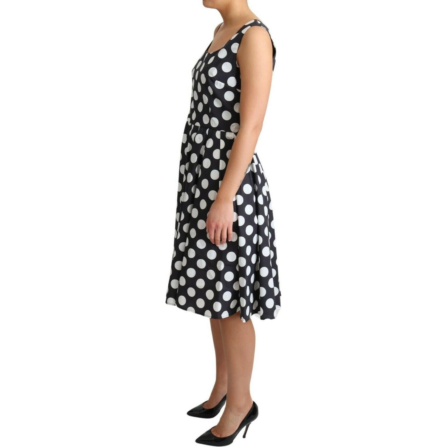 Dolce & Gabbana Black Polka Dotted Cotton A-Line Dress