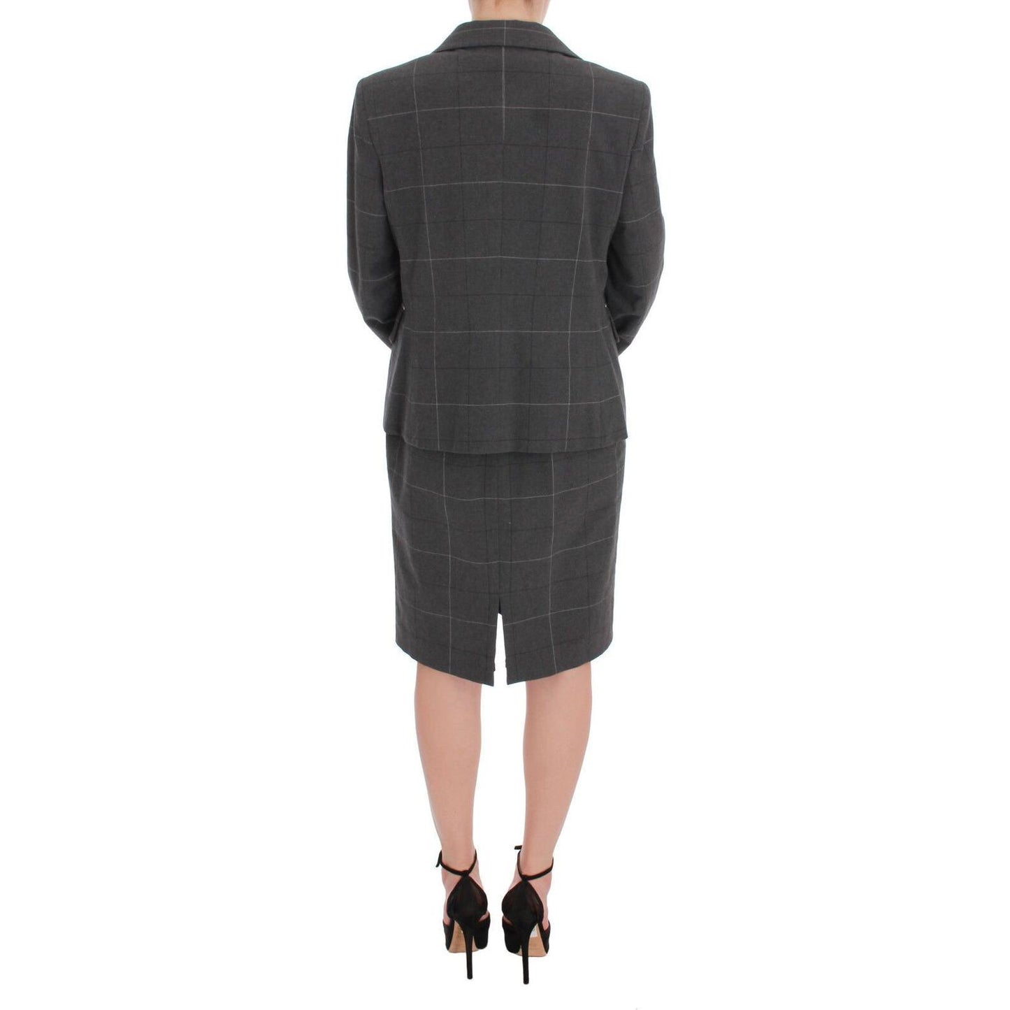 BENCIVENGA Gray Checkered Cotton Blazer Dress Set Suit 1728,20% Viscose,67345645728,BENCIVENGA,Clothing,Gray,IT50 | XXL,Material: 80% Cotton,New with tags,Suits & Blazers - Clothing,Suits & Blazers - Women - Clothing,Two-Piece Suits - Suits & Blazers - Cl