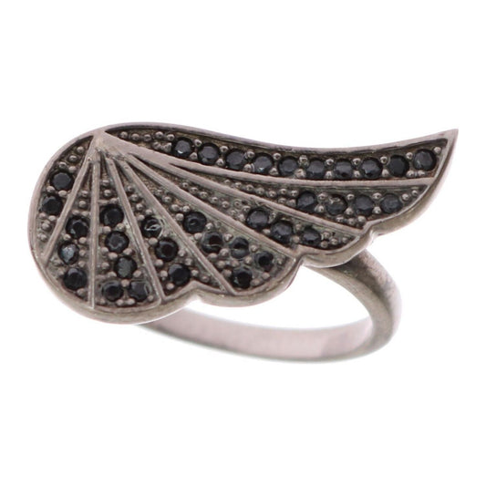 Nialaya Silver Womens Black CZ Rhodium 925 Ring Nialaya