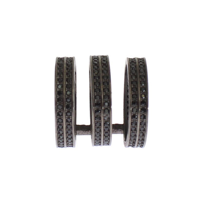 Nialaya Black CZ Rhodium 925 Silver Ring