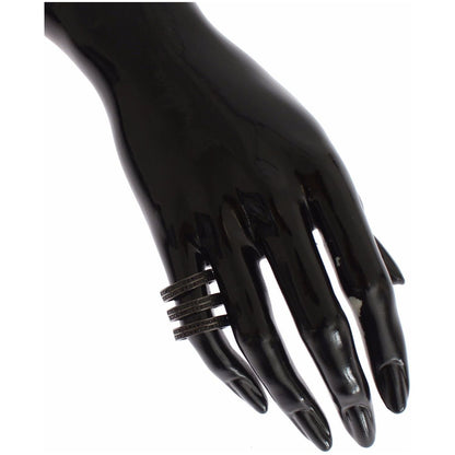 Nialaya Black CZ Rhodium 925 Silver Ring