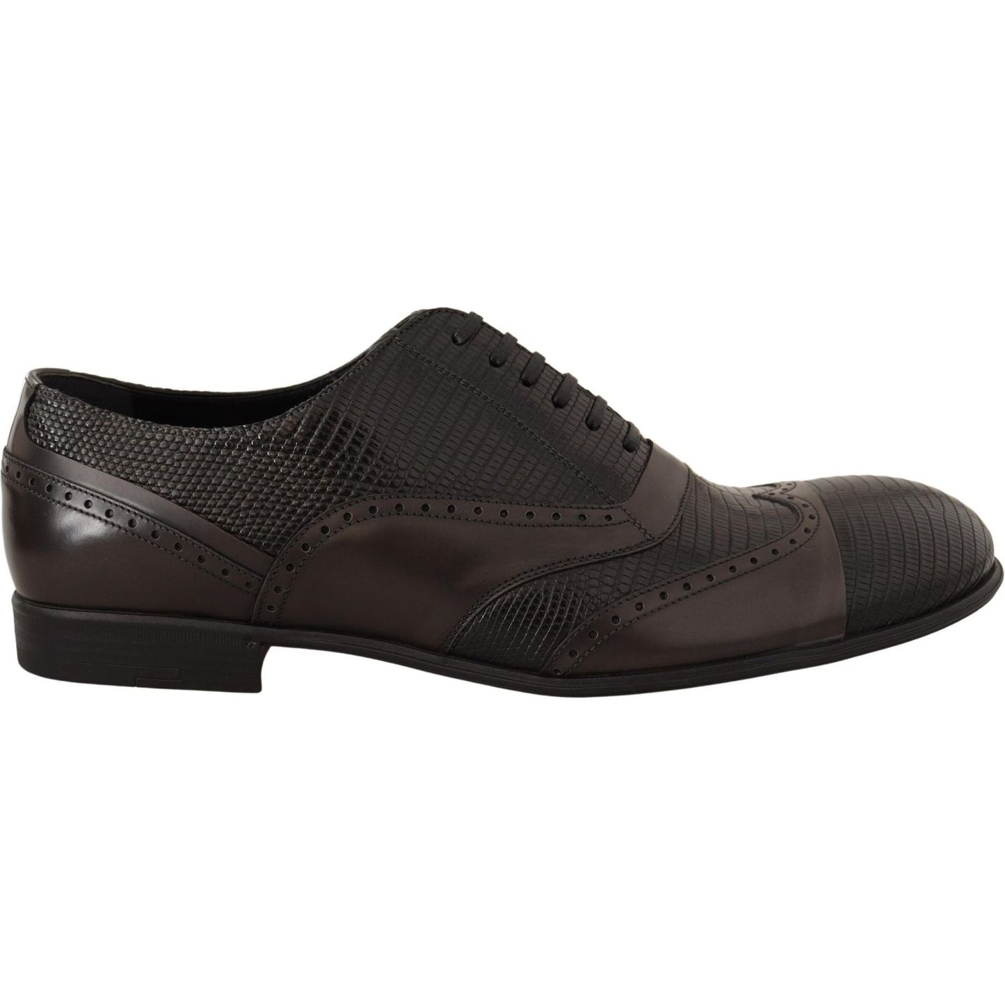 Dolce & Gabbana Elegant Brown Lizard Leather Oxford Shoes Dress Shoes Dolce & Gabbana