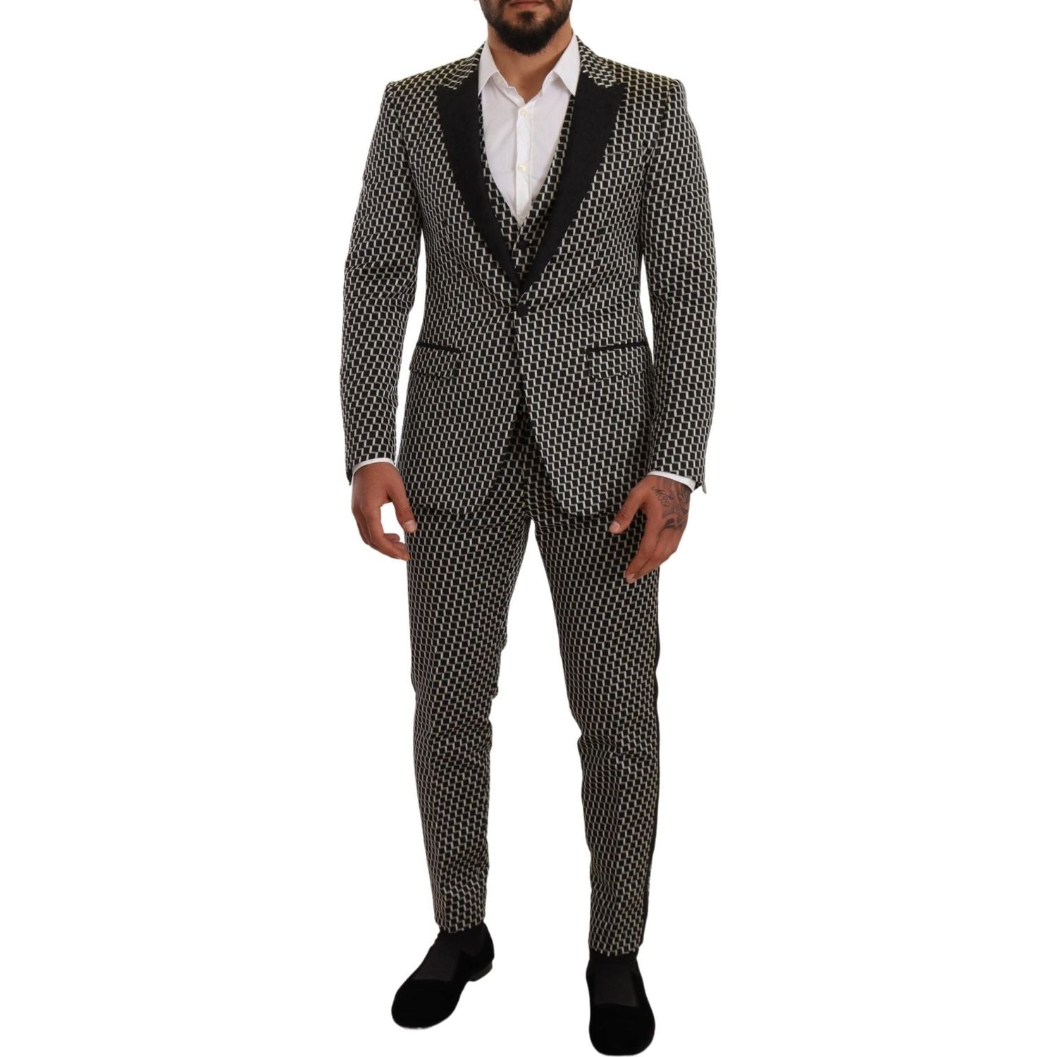 Dolce & Gabbana Black White Check 3 Piece Set MARTINI Suit