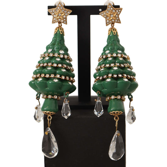 Dolce & Gabbana Enchanting Crystal Christmas Tree Clip-On Earrings Dolce & Gabbana