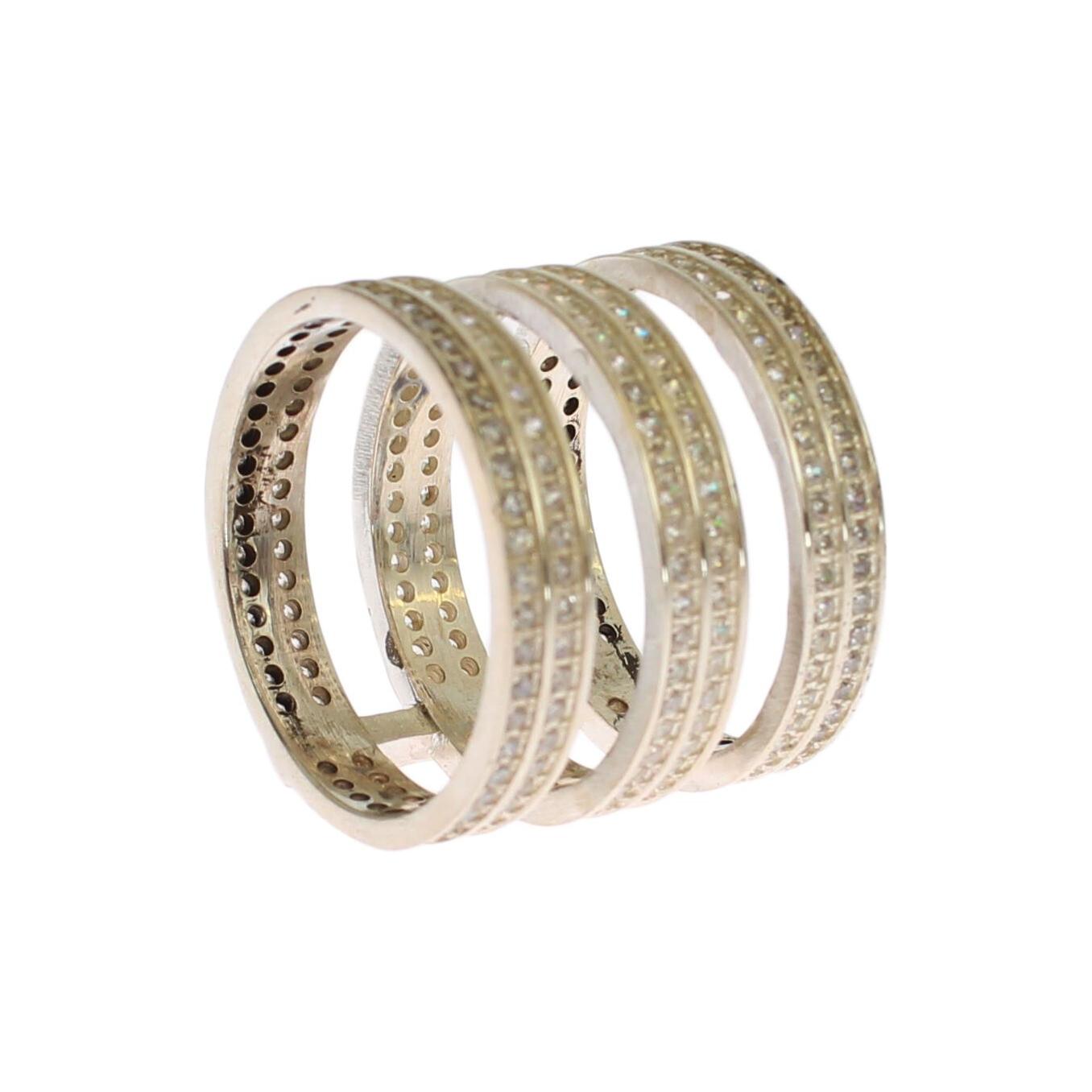 Nialaya Authentic Womens Clear CZ 925 Sterling Silver Ring