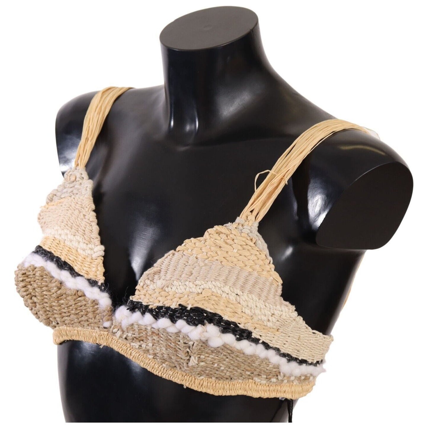 Dolce & Gabbana Chic Beige Crochet Cropped Top WOMAN TOPS AND SHIRTS Dolce & Gabbana