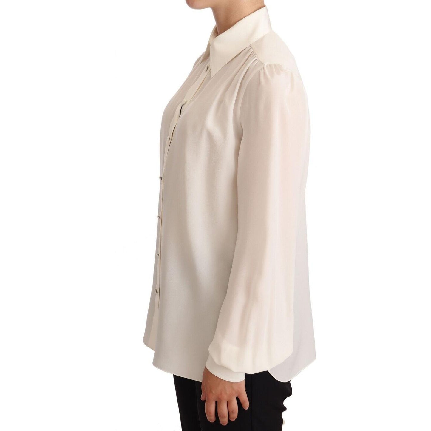 Dolce & Gabbana Elegant Silk Top in Off White Dolce & Gabbana