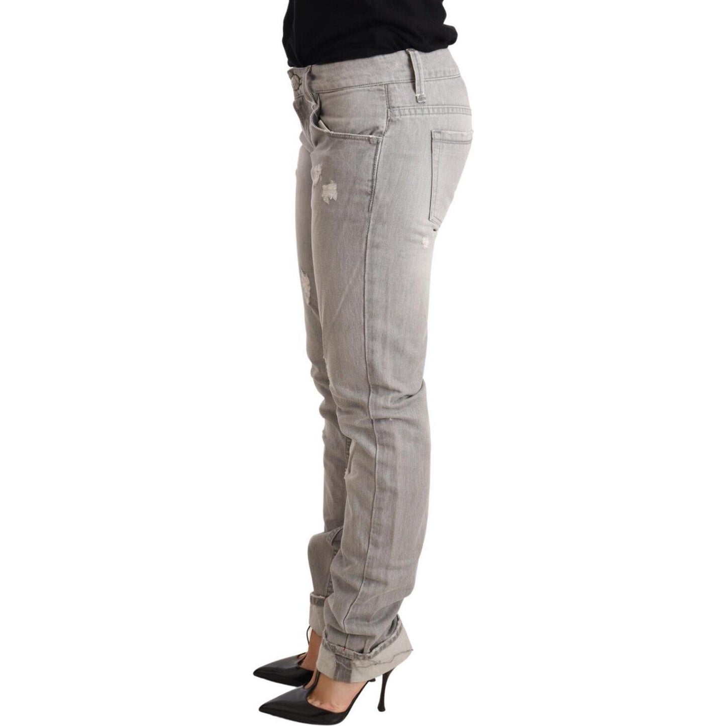 Acht Chic Slim Fit Tattered Gray Wash Jeans Jeans & Pants Acht