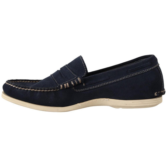 Pollini Chic Suede Blue Moccasins for Men MAN LOAFERS Pollini