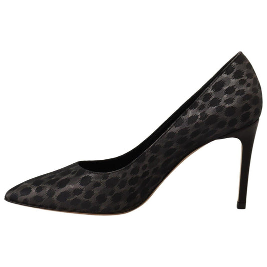 Sofia Elegant Black Leopard Print Leather Heels WOMAN PUMPS Sofia