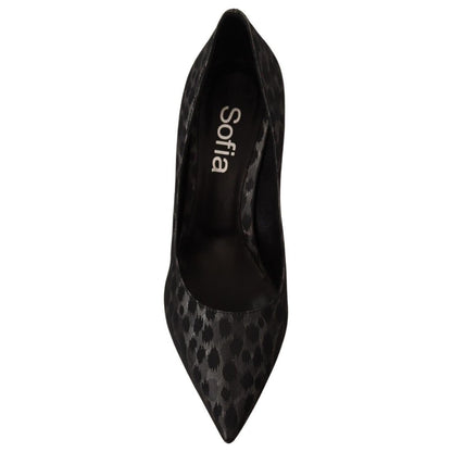 Sofia Black Leopard Leather Stiletto High Heels Pumps Shoes