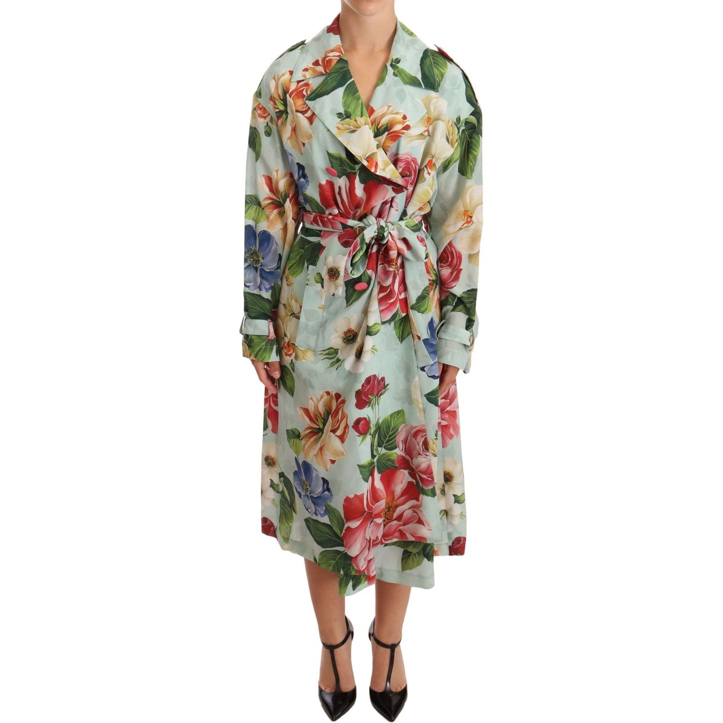 Dolce & Gabbana Elegant Floral Silk Trench Coat WOMAN COATS & JACKETS Dolce & Gabbana