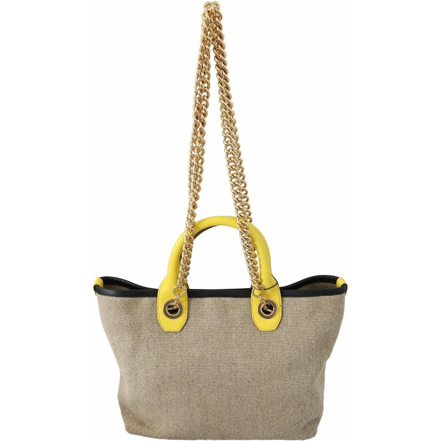 Dolce & Gabbana Beige Linen-Calf Tote with Gold Chain WOMAN SHOULDER BAGS Dolce & Gabbana