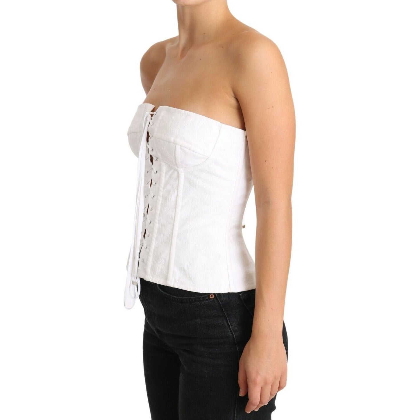 Dolce & Gabbana Elegant White Strapless Corset Top WOMAN TOPS AND SHIRTS Dolce & Gabbana