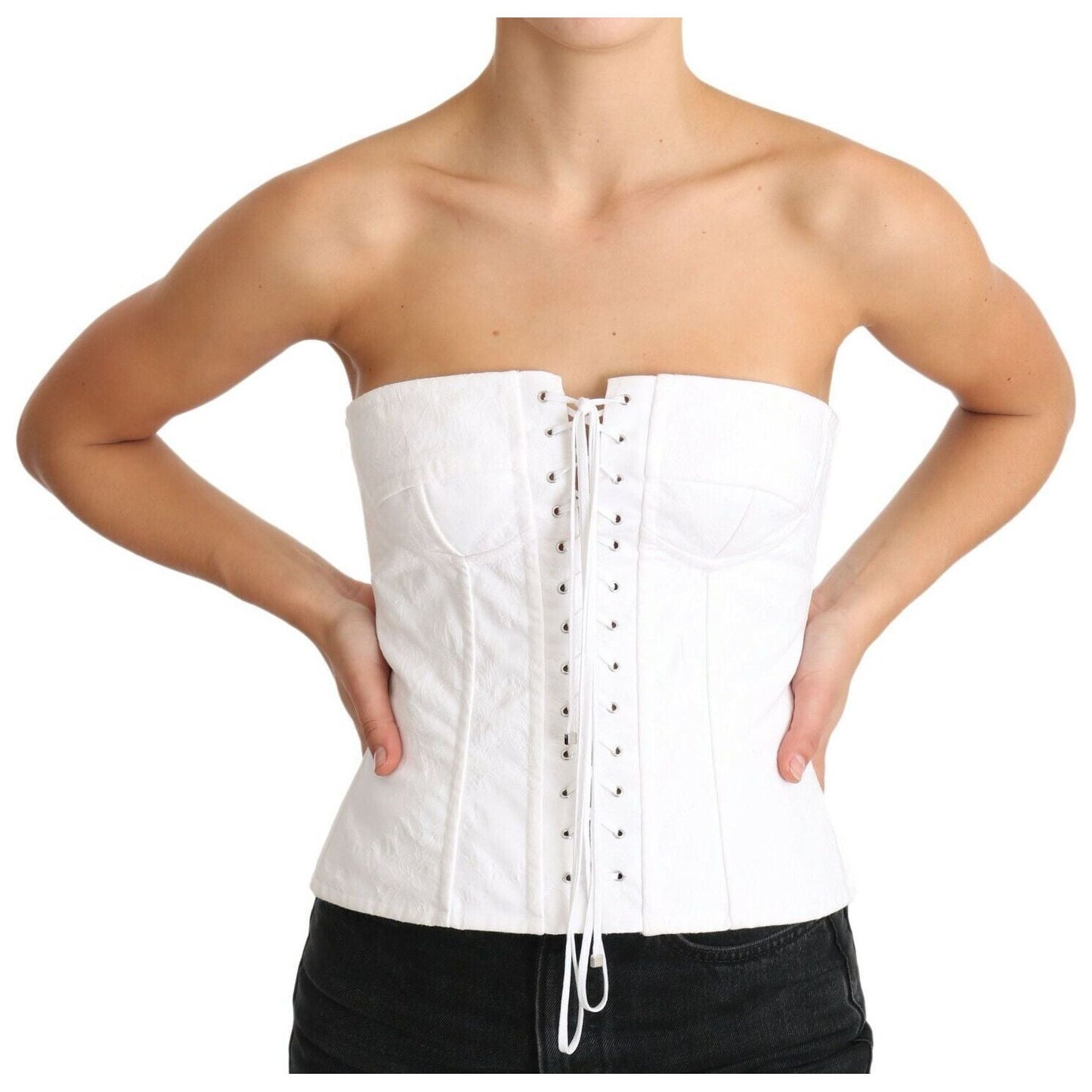 Dolce & Gabbana Elegant White Strapless Corset Top WOMAN TOPS AND SHIRTS Dolce & Gabbana