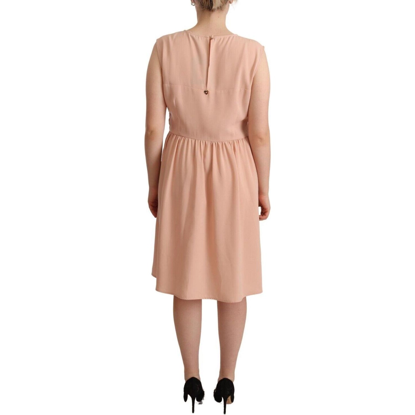 Twinset Beige Polyester Sleeveless Shift Knee Length Dress Twinset