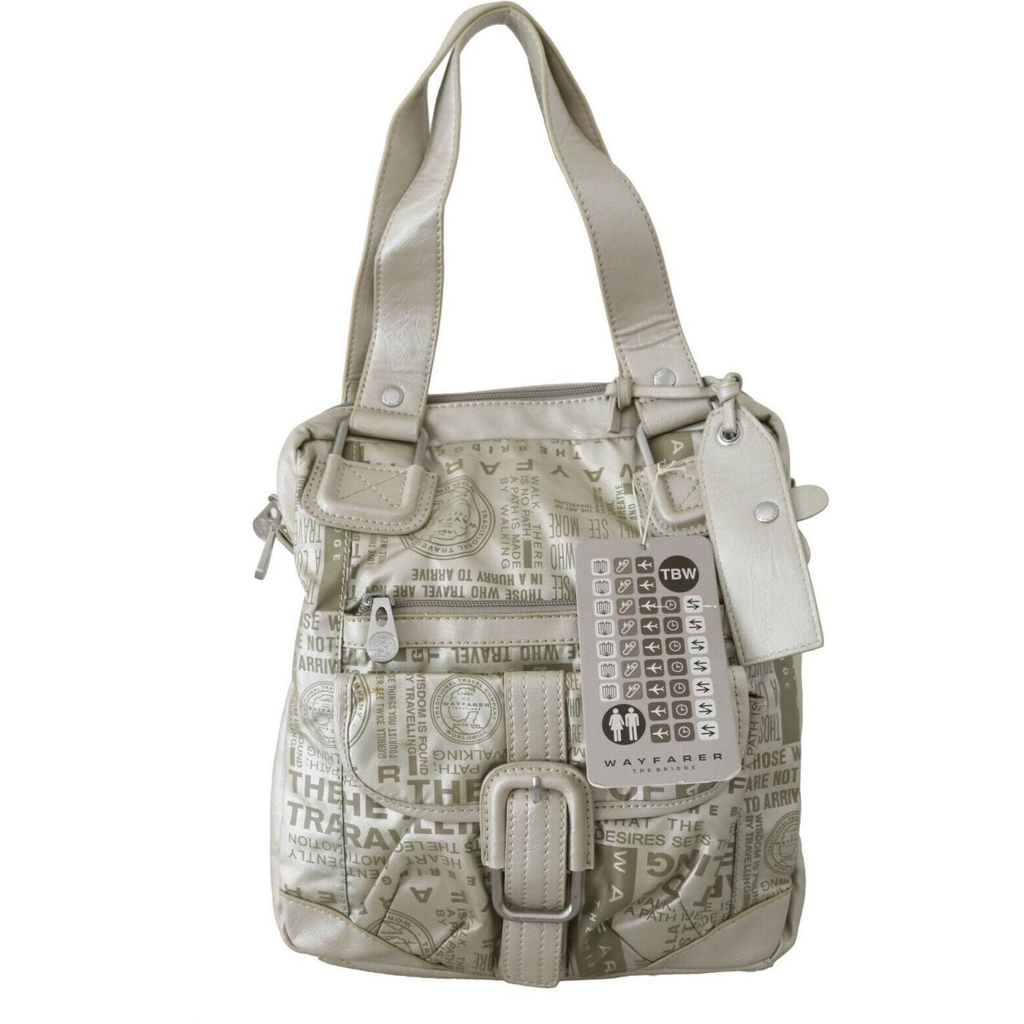 WAYFARER White Printed Handbag Shoulder Fabric Purse WAYFARER