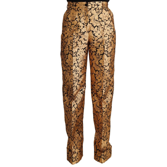 Dolce & Gabbana Elegant Floral Jacquard High Waist Trousers Jeans & Pants Dolce & Gabbana