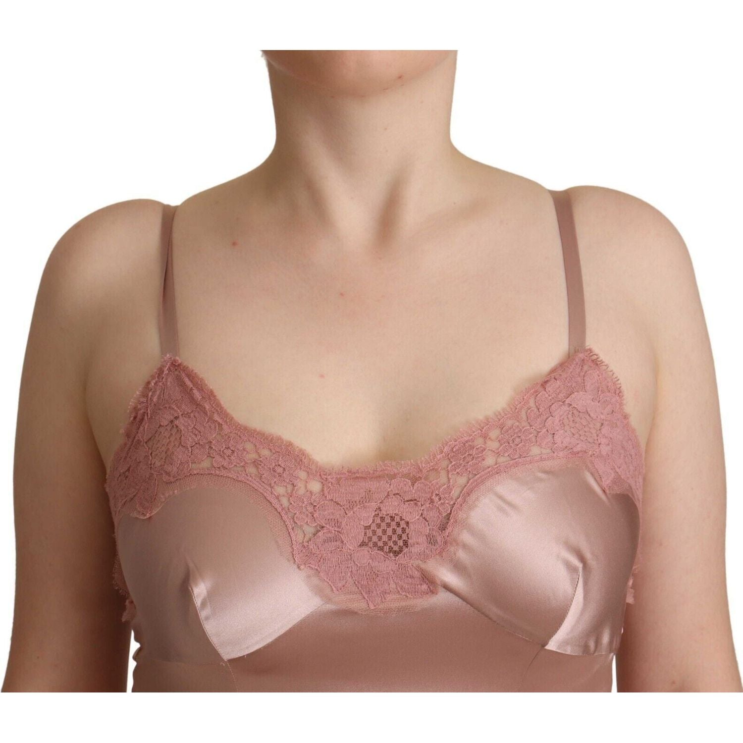 Dolce & Gabbana Pink Lace Long Bodycon Maxi Polyester Dress