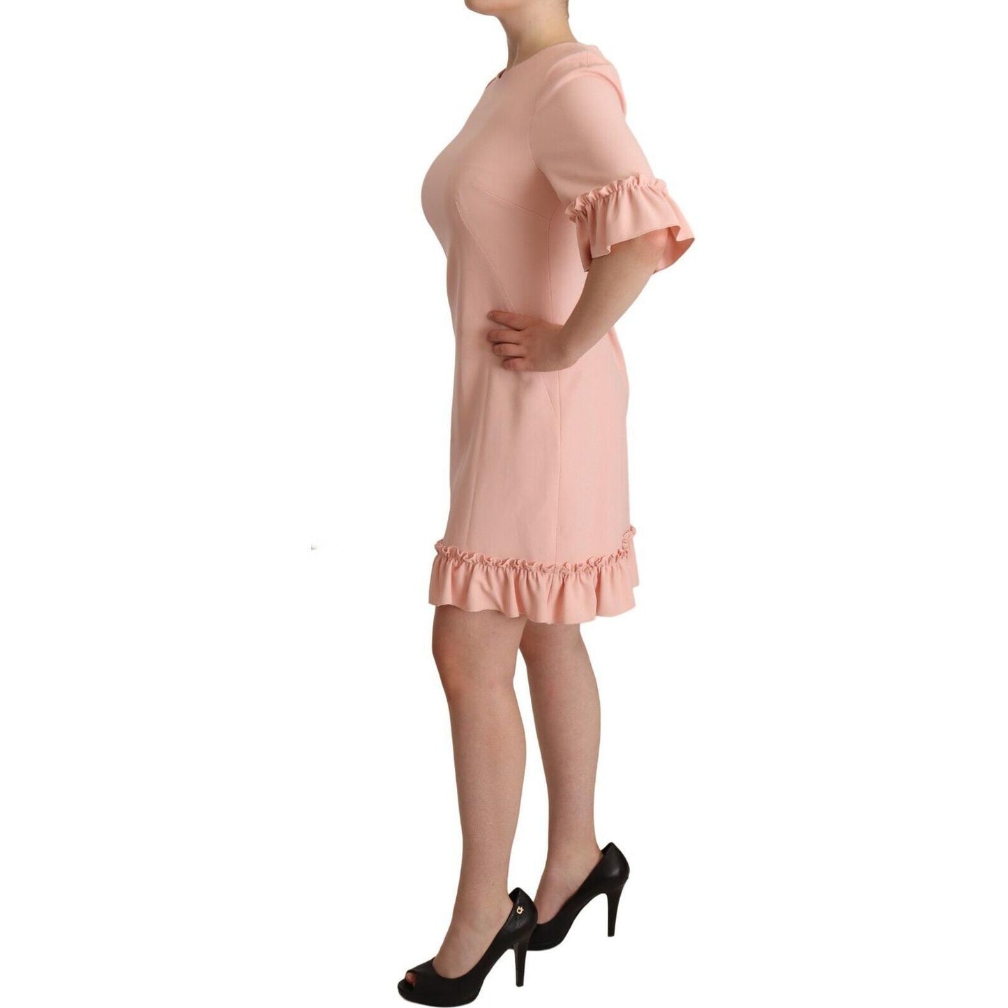 Dolce & Gabbana Ruffled Sleeve Sheath Dress in Pink Dolce & Gabbana