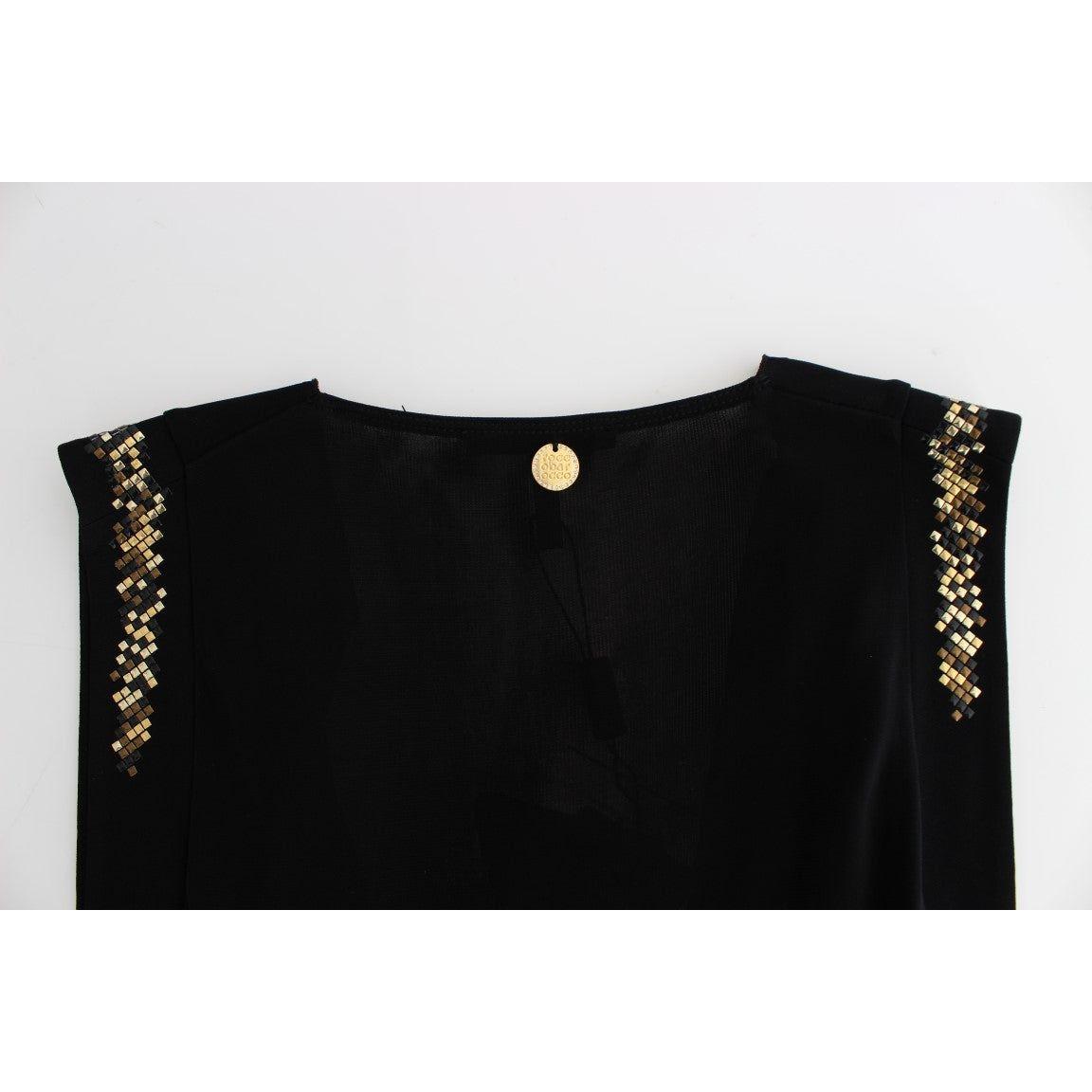 Roccobarocco Black Embellished Jersey Mini Sheath Short Dress