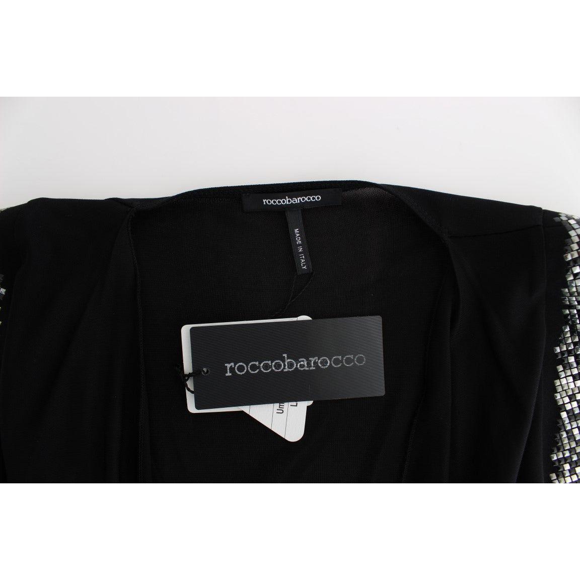 Roccobarocco Black Embellished Jersey Mini Sheath Short Dress