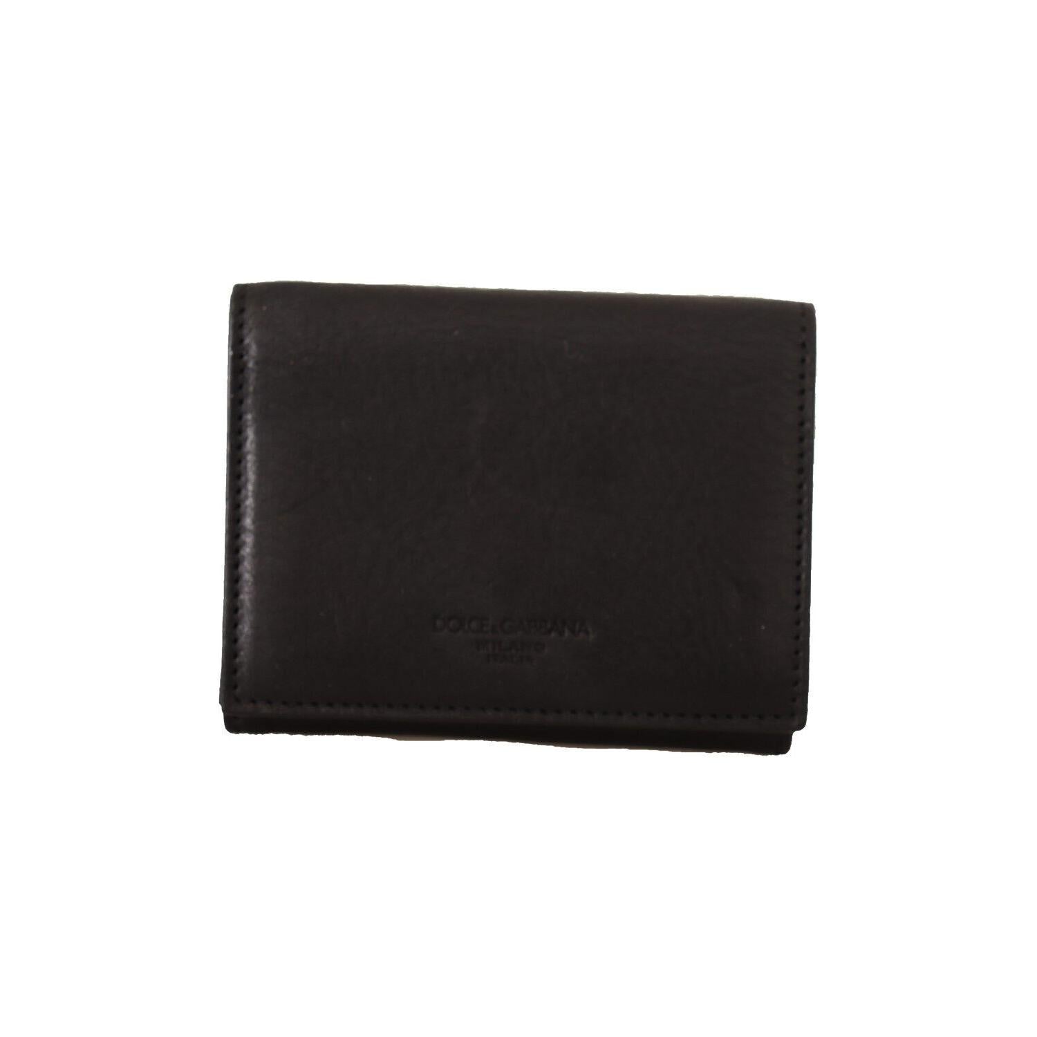 Dolce & Gabbana Black Leather Trifold Purse Belt Multi Kit Wallet