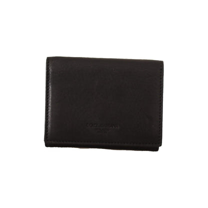 Dolce & Gabbana Black Leather Trifold Purse Belt Multi Kit Wallet