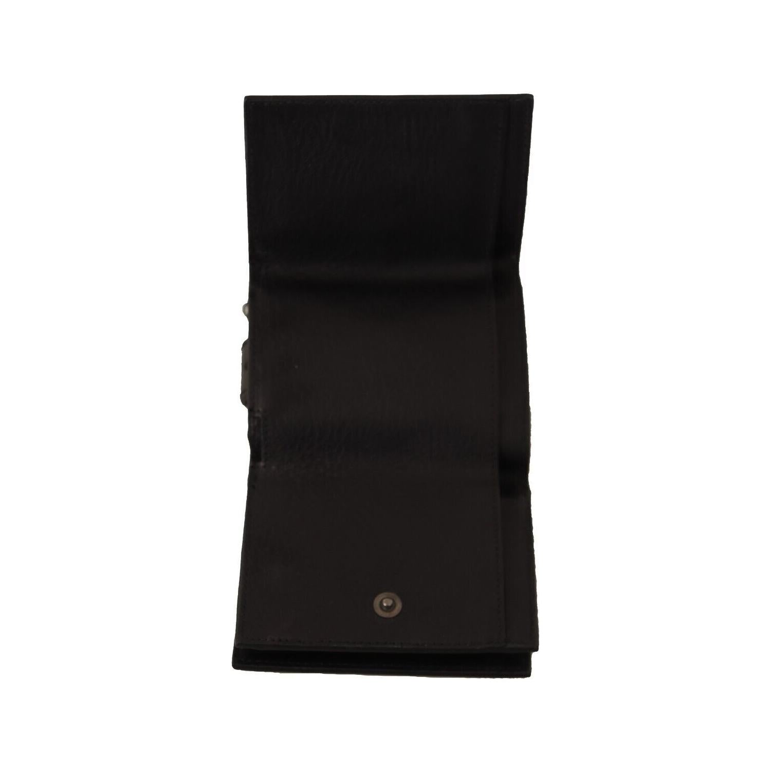 Dolce & Gabbana Black Leather Trifold Purse Belt Multi Kit Wallet