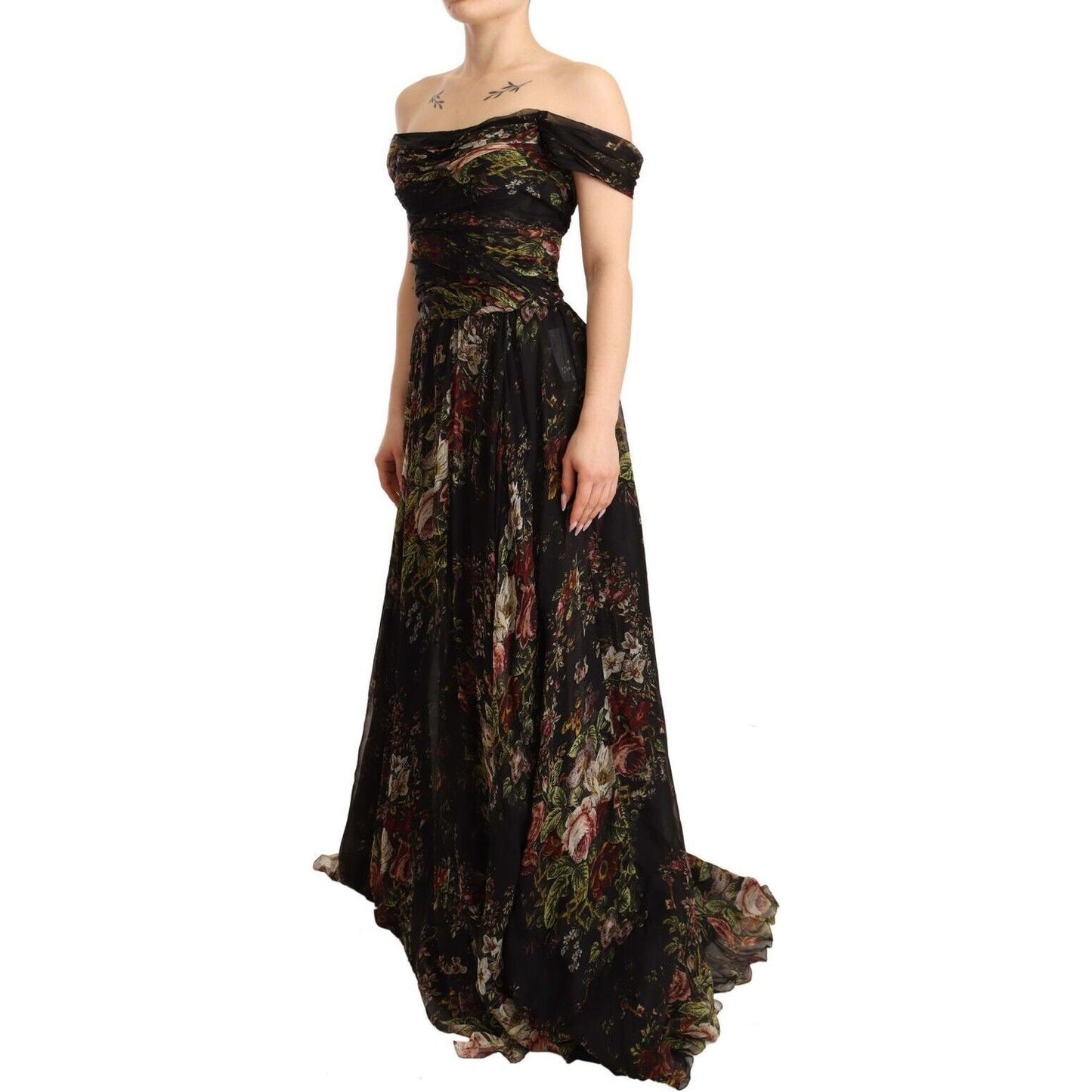 Dolce & Gabbana Floral Silk Off-Shoulder Long Dress Dolce & Gabbana