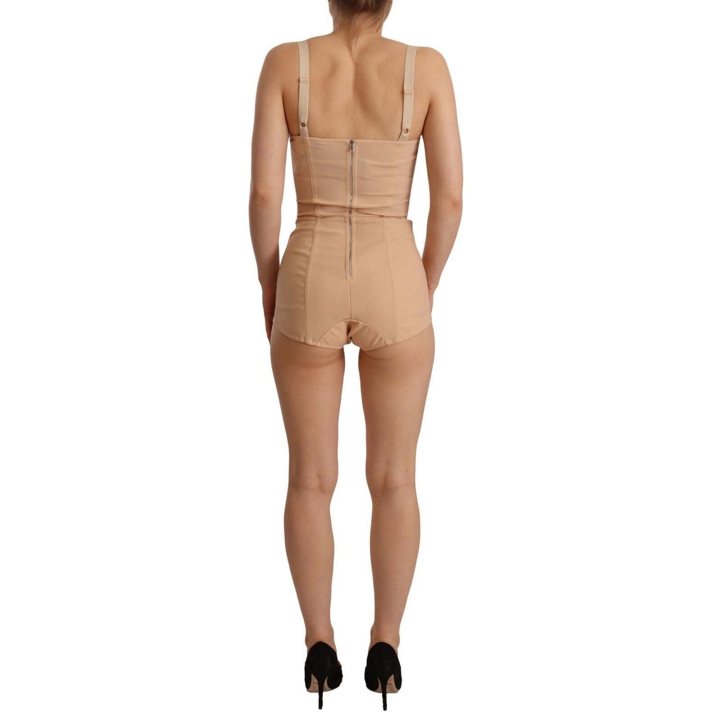 Dolce & Gabbana Beige Lace Panel Stretch Bodysuit Dolce & Gabbana