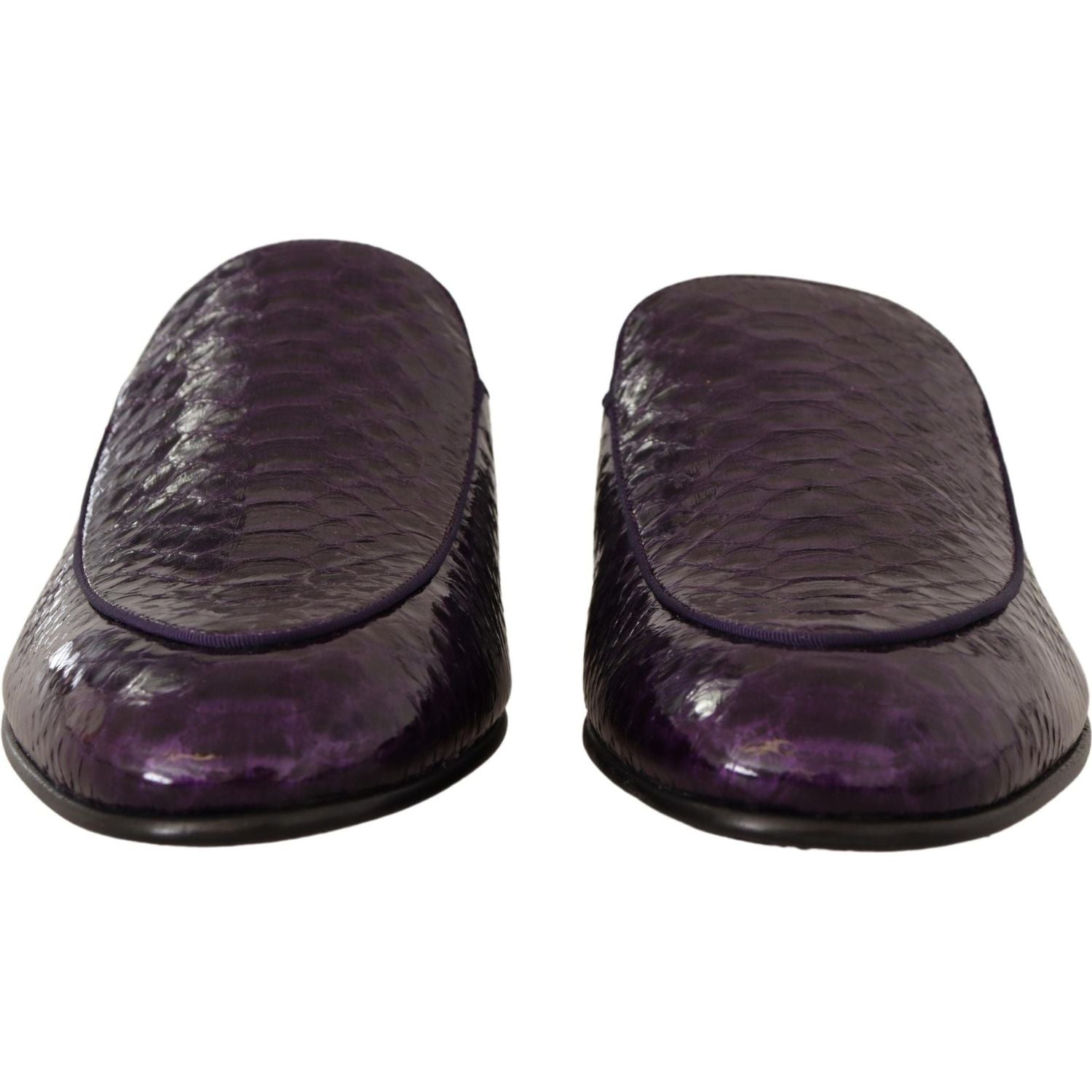 Dolce & Gabbana Purple Exotic Leather Flats Slides Shoes