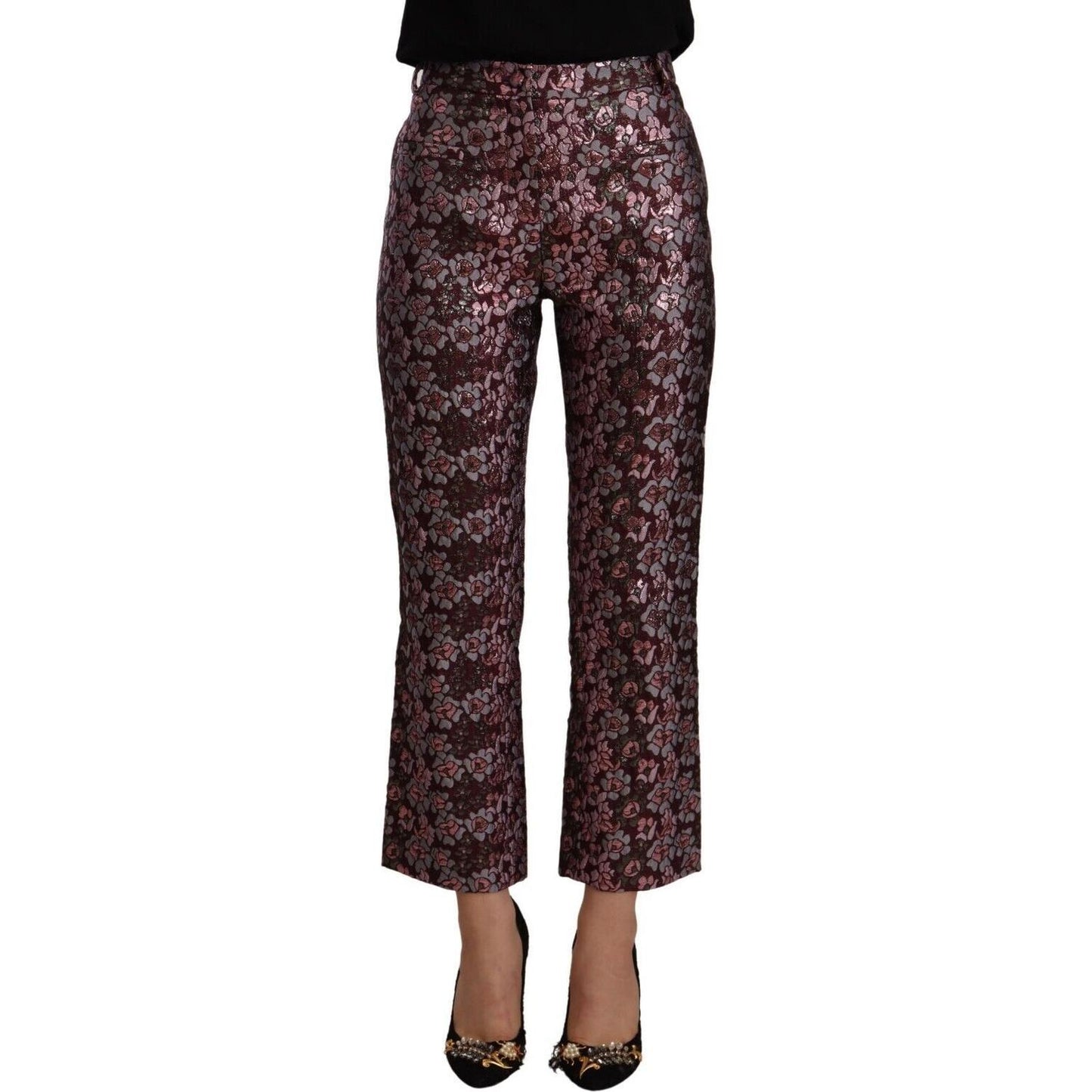 House of Holland High Waist Jacquard Flared Cropped Trousers House of Holland