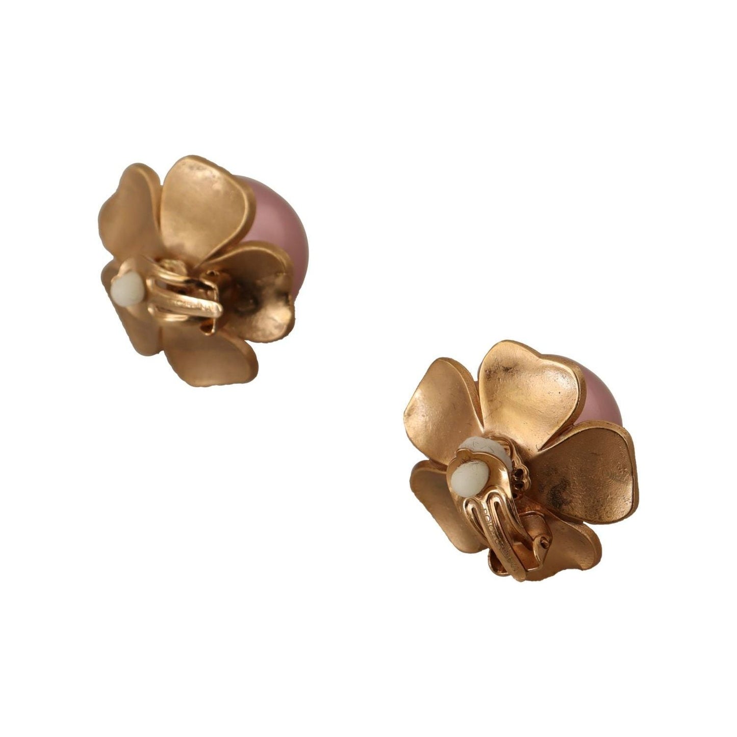 Dolce & Gabbana Elegant Floral Crystal Pearl Clip-On Earrings WOMAN EARRING Dolce & Gabbana