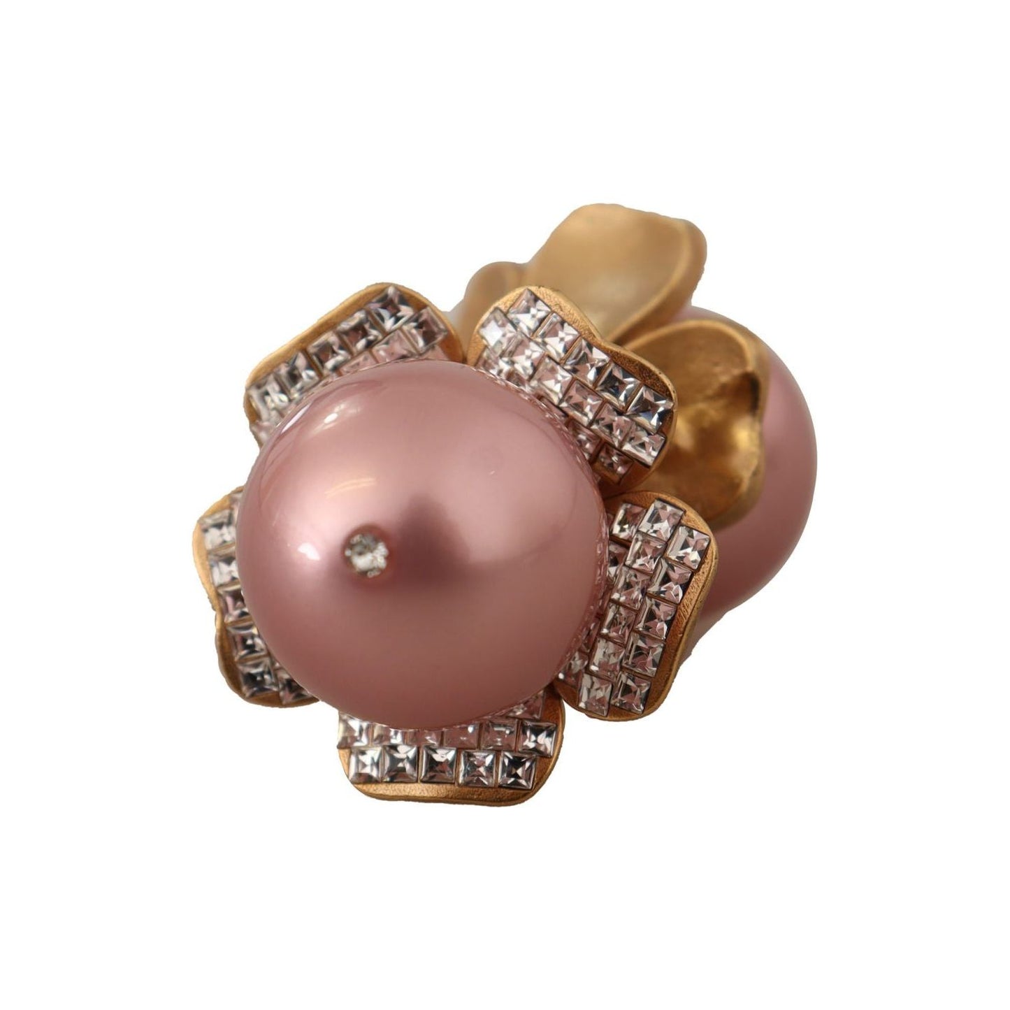 Dolce & Gabbana Elegant Floral Crystal Pearl Clip-On Earrings WOMAN EARRING Dolce & Gabbana