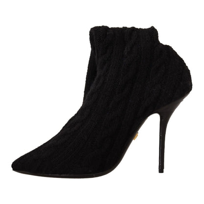 Dolce & Gabbana Black Stretch Socks Knee High Booties Shoes
