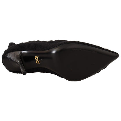 Dolce & Gabbana Black Stretch Socks Knee High Booties Shoes