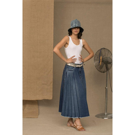 Don The Fuller Blue Cotton Women Skirt Jeans & Pants Don The Fuller