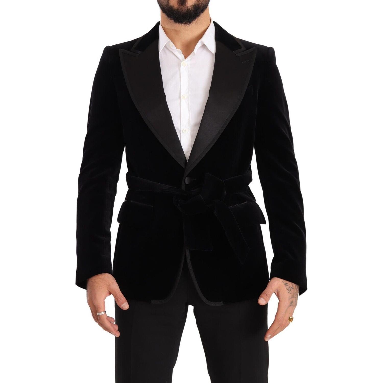 Dolce & Gabbana Black Velvet Single Breasted One Button Blazer
