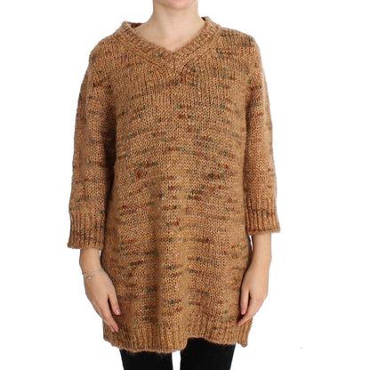 PINK MEMORIES Brown Wool Blend Knitted Oversize Sweater